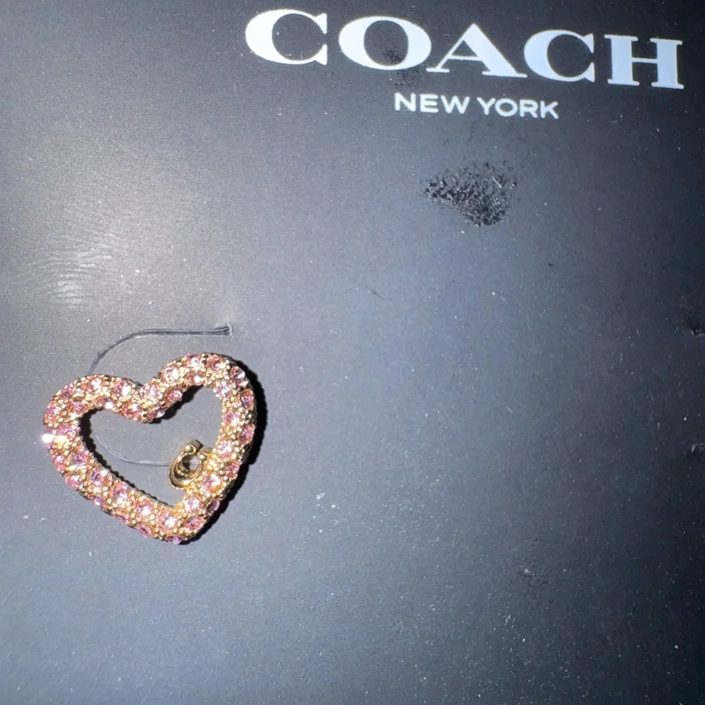 Coach Glittering Gold Heart Earrings - Picture 6 of 6